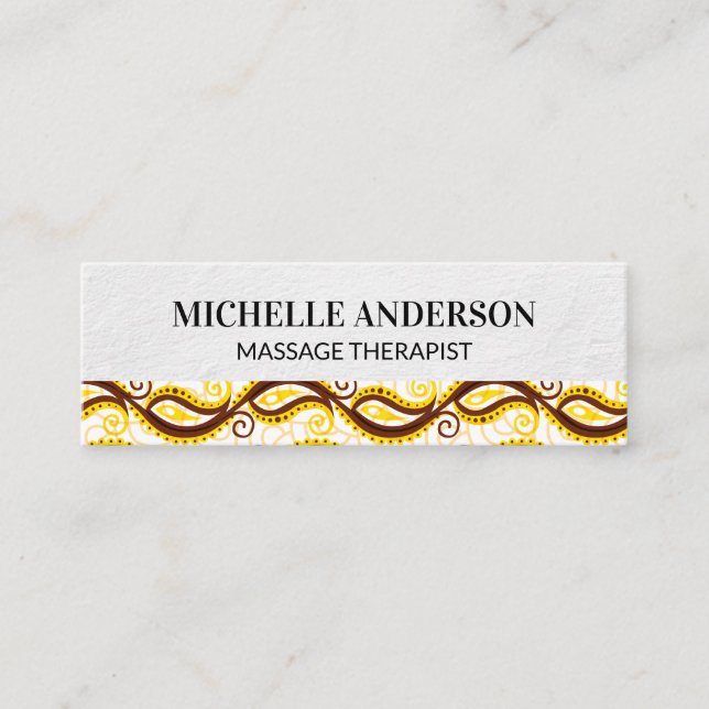 Yellow Paisley Pattern Mini Business Card (Front)