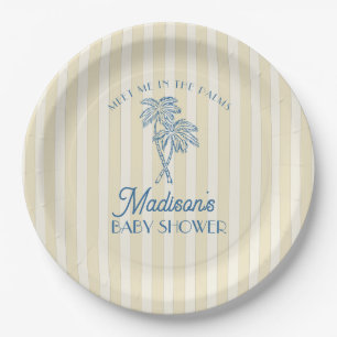Yellow Palm Spring Pastel Beach Baby Shower Paper Plate