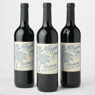 Yellow Palm Spring Pastel Beach Bachelorette Favou Wine Label