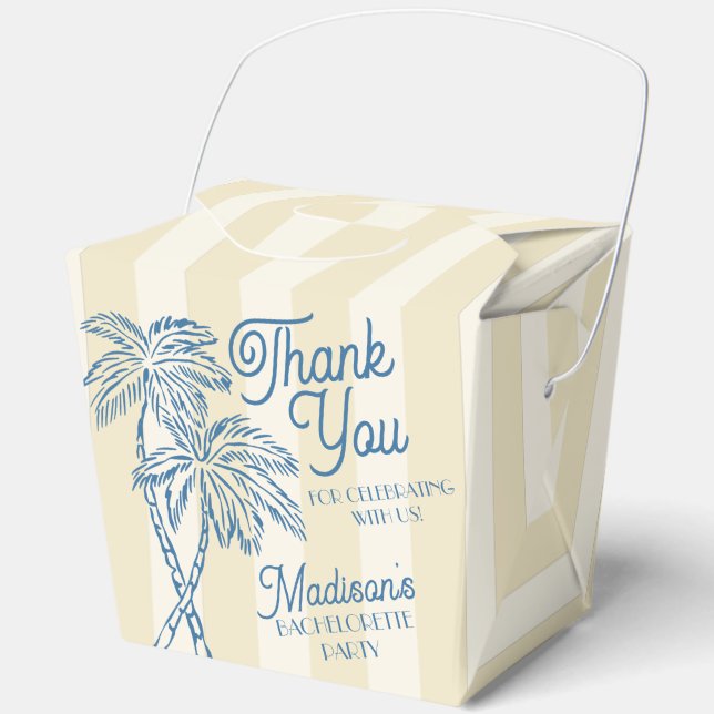 Yellow Palm Spring Pastel Beach Bachelorette Party Favour Box (Front)