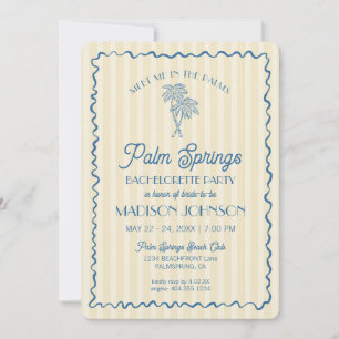 Yellow Palm Spring Pastel Beach Bachelorette Party Invitation