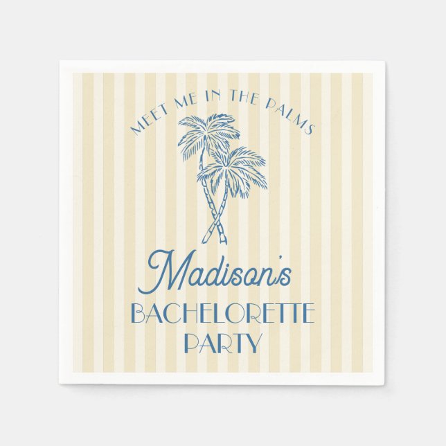 Yellow Palm Spring Pastel Beach Bachelorette Party Napkin (Front)