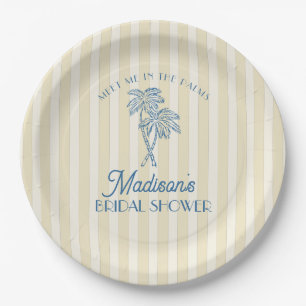 Yellow Palm Spring Pastel Beach Bridal Shower Paper Plate
