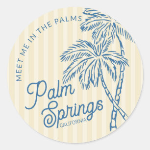 Yellow Palm Springs Beach Party Envelope Favour Classic Round Sticker