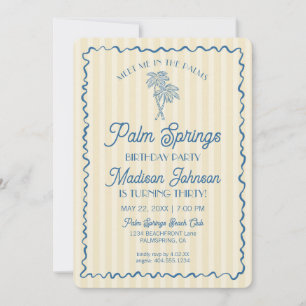 Yellow Palm Springs Pastel Beach Birthday Party Invitation