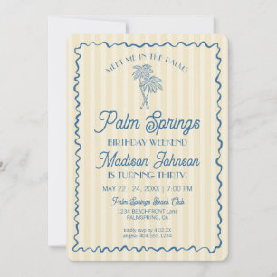 Yellow Palm Springs Pastel Beach Birthday Weekend Invitation