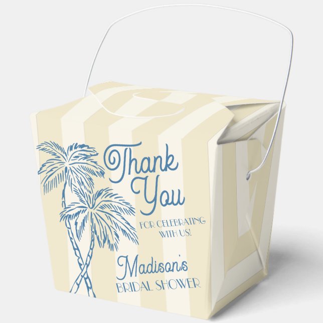 Yellow Palm Springs Pastel Beach Bridal Shower Favour Box (Front)