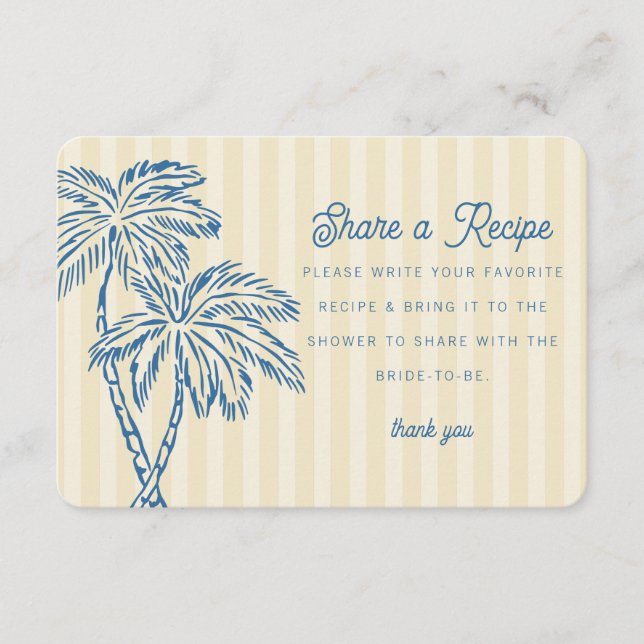 Yellow Palm Springs Pastel Beach Share Recipe Card (Front)
