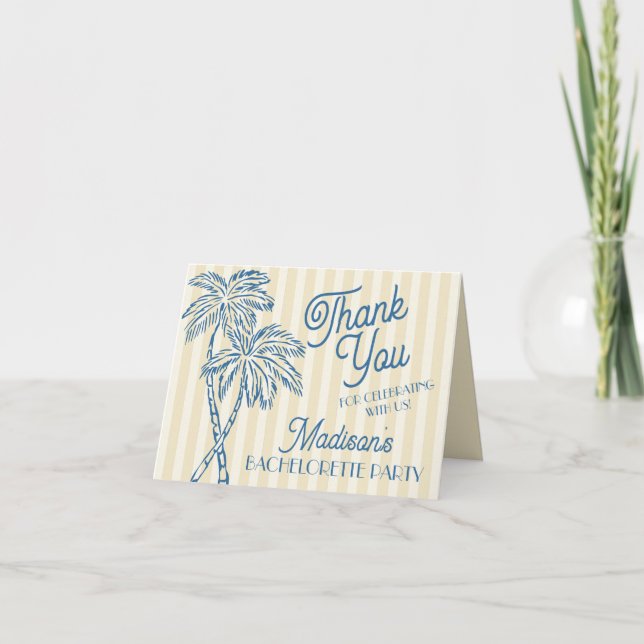 Yellow Palm Springs Pastel Beach Thank You Cards (Front)