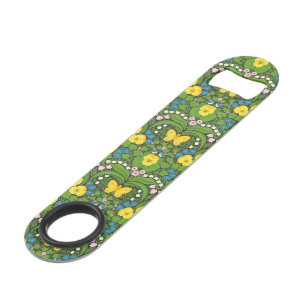 Yellow pansies, birds and butterflies