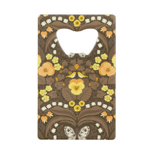 Yellow pansies, birds and butterflies