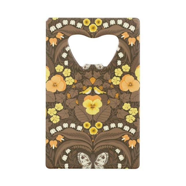 Yellow pansies, birds and butterflies (Front)