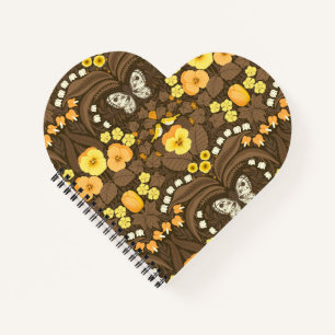 Yellow pansies, birds and butterflies notebook