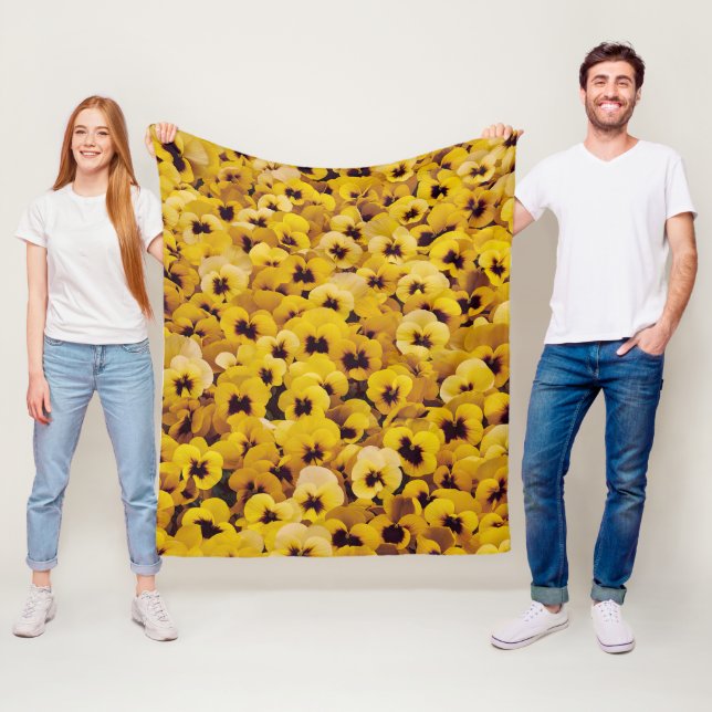 Yellow Pansies Fleece Blanket (In Situ)
