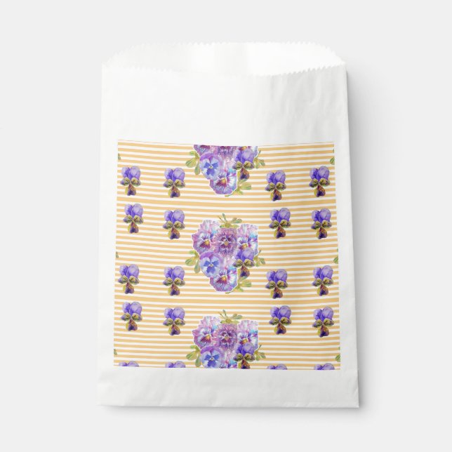 Yellow Pansy art Flowers floral Party Favor Bags (Front)
