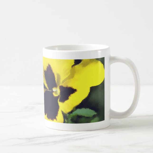 Yellow Pansy Flowers Coffee Mug (Right)