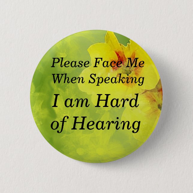 Yellow Pansy Please Face Me Button (Front)