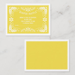 Yellow papel picado Baby Shower Diaper Raffle Enclosure Card