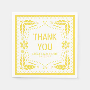 Yellow papel picado Thank You Baby Shower Napkin