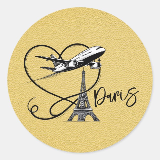 Yellow Paris Passport  Classic Round Sticker (Front)