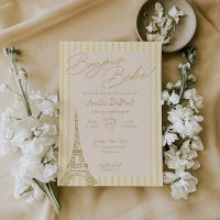 Yellow Parisian Baby Shower Invitation