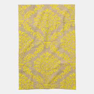 Yellow Parisian Moods Damask Tea Towel