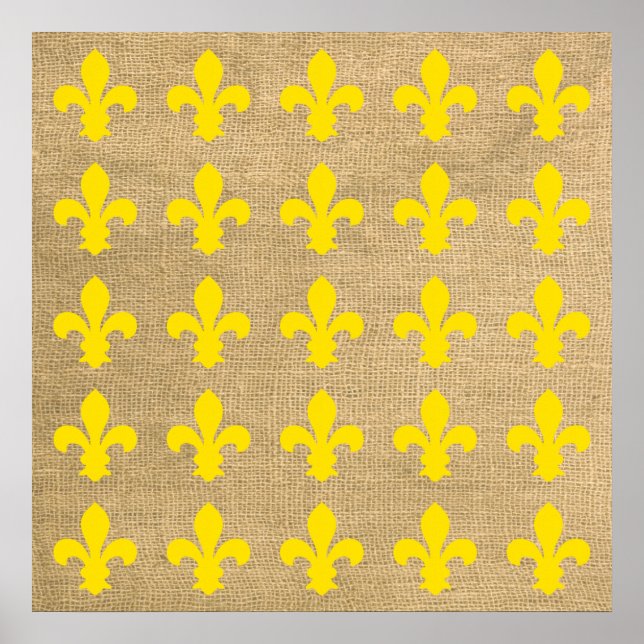 Yellow Parisian Moods Fleur de Lys Pattern Poster (Front)