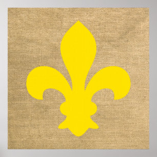 Yellow Parisian Moods Fleur de Lys Poster