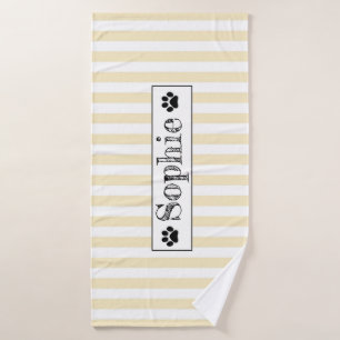Yellow Pastel Stripes Personalised Dog Cat Pet  Bath Towel