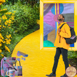 "Yellow Pathway" Printed Backpack