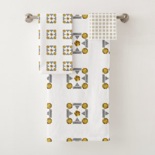 Yellow Pattern Bath Towel Set