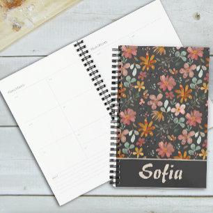 Yellow pattern botanical green name grey planner