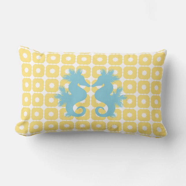 Yellow Pattern Seahorse Lumbar Cushion (Front)