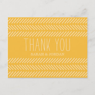 Yellow Pattern Wedding Thank You Postcard