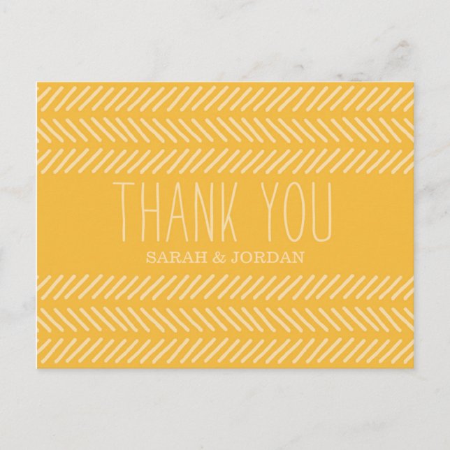 Yellow Pattern Wedding Thank You Postcard (Front)