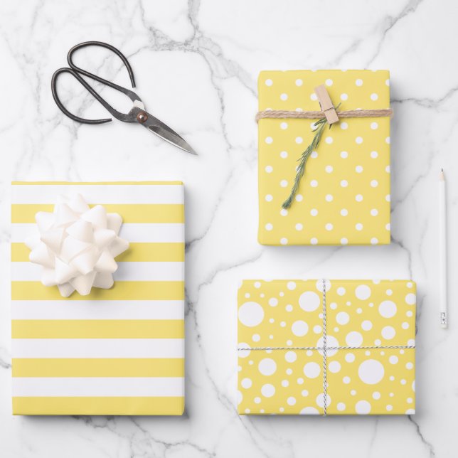 Yellow Patterns Wrapping Paper Sheet Set (Front)