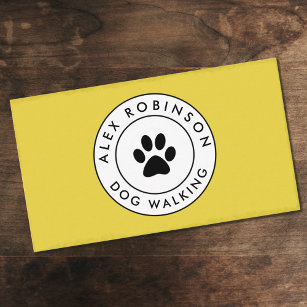 Yellow paw print dog logo business card