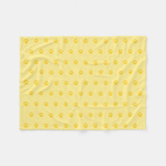 Yellow Paw Print Fleece Blanket
