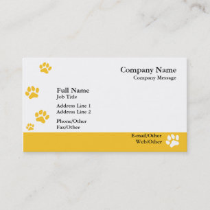 Yellow Paw Prints Business Card Template