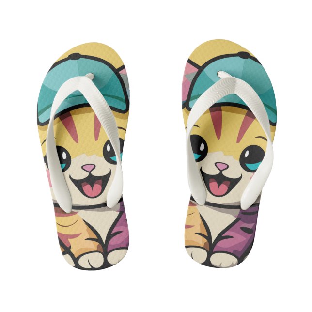 Yellow Paws Prints Flip Flops (Footbed)