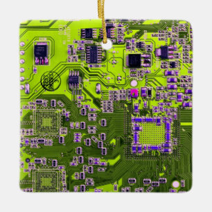 Yellow PCB Circuit Board Design for IT Pros Ceramic Ornament