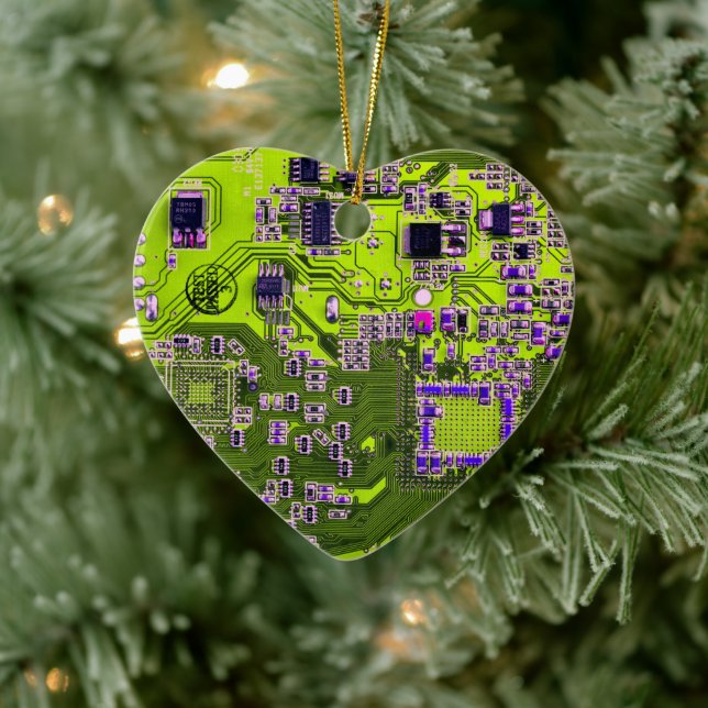 Yellow PCB Circuit Board Design for IT Pros Ceramic Tree Decoration (Tree)