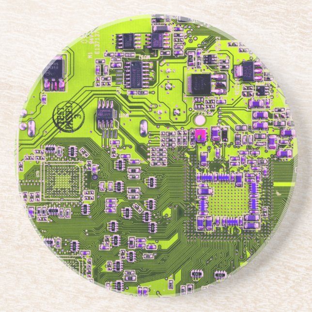 Yellow PCB Circuit Board Design for IT Pros Coaster (Front)