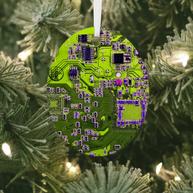 Yellow PCB Circuit Board Design for IT Pros Metal Tree Decoration (Insitu)