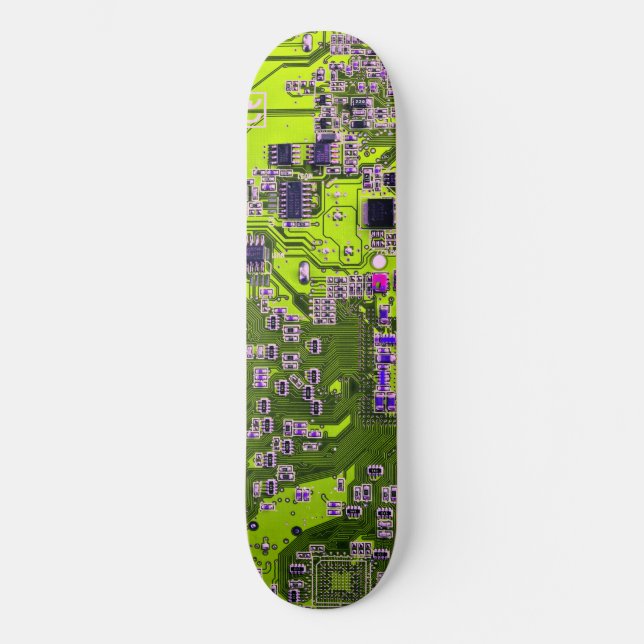Yellow PCB Circuit Board Design for IT Pros Skateboard (Front)