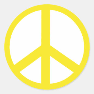 Yellow Peace Sign Classic Round Sticker