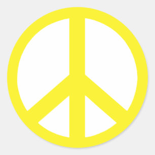 Yellow Peace Sign Classic Round Sticker