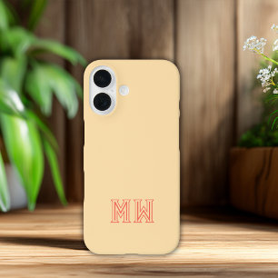 Yellow Peach Initials Monogram Simple Minimal  iPhone 16 Case