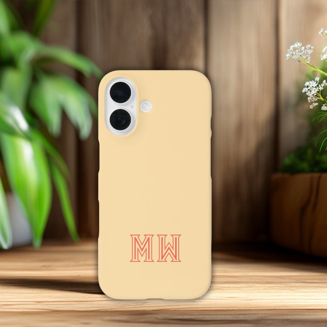 Yellow Peach Initials Monogram Simple Minimal  Case-Mate iPhone Case (Creator Uploaded)