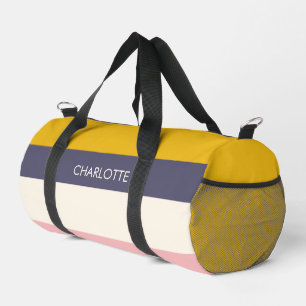 Yellow Peach Modern Colour Blocks Stripes Custom  Duffle Bag